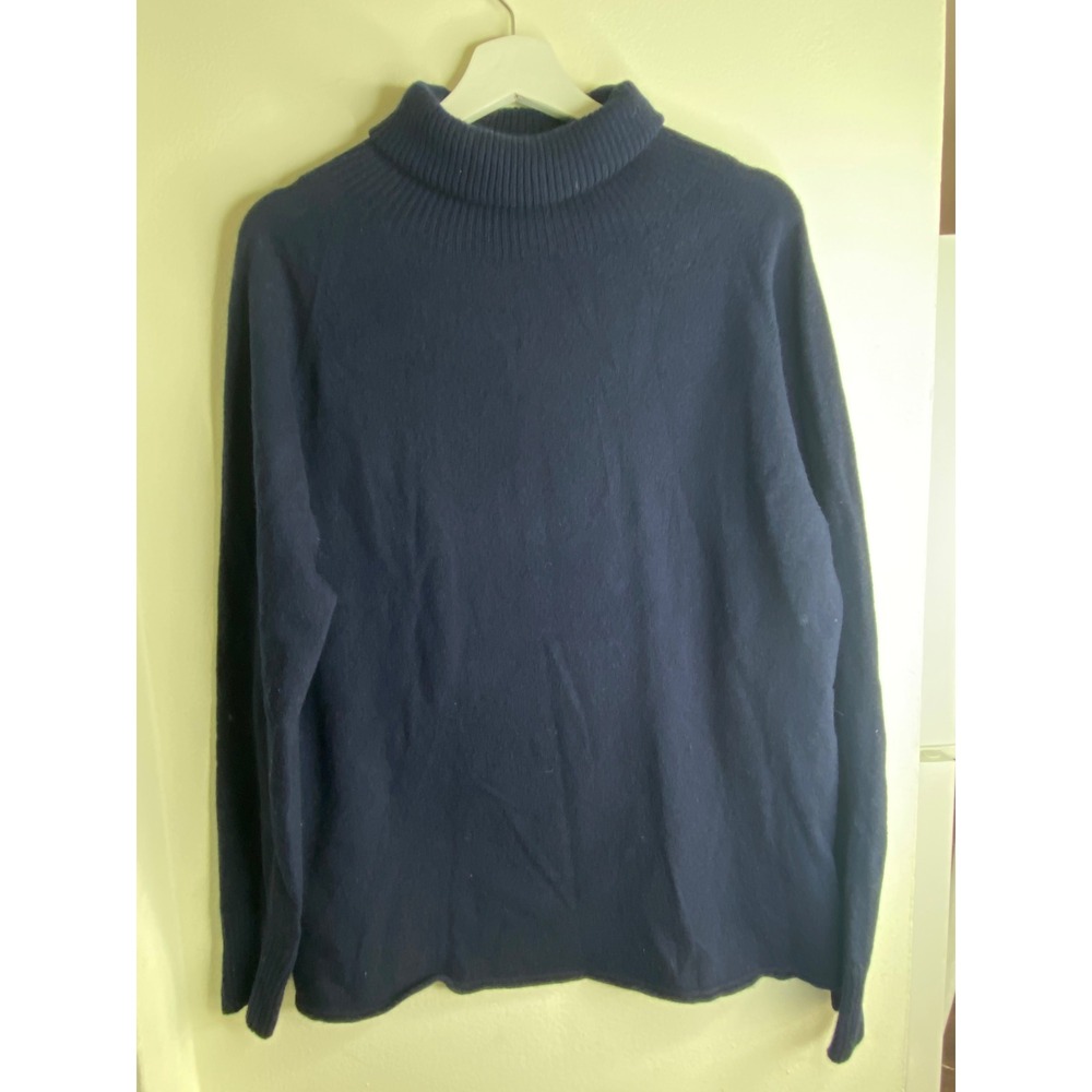 Celtic & Co Navy Blue Turtleneck Knit Sweater L‎ women's small 100% lambs wool
